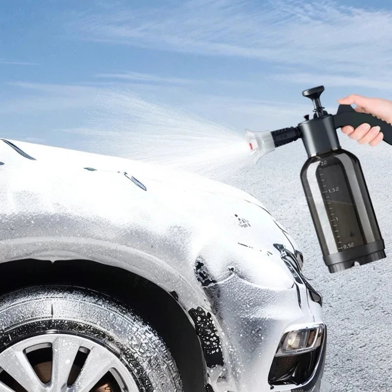 2L Transparent Foam Sprayer Car Wash Hand-Held Watering Can Air Pressure Sprayer Plastic Disinfection Water Bottle Car Cleaning