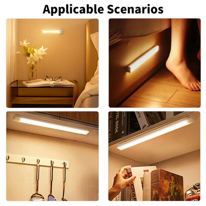 Motion Sensor Cabinet Light USB Rechargeable LED Night Light Closet  Wardrobe Lamp Kitchen Staircase Bedroom Decor 10/20/30/50cm