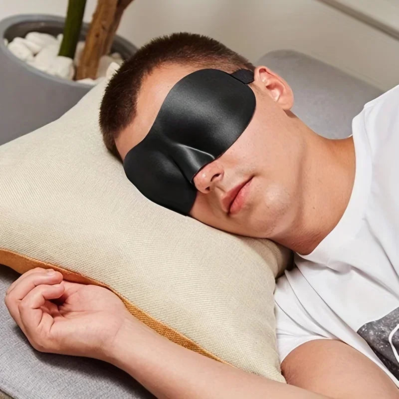 3D Soft Blackout Eye Mask for Sleeping, Comfortable Padded Eye Shade Cover, Travel Relax Aid for Men and Women