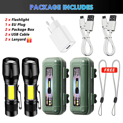High Strong Power Led Flashlights 2000LM Tactical Torch with Display Light USB Charging Camping Fishing Emergency Zoom Lantern