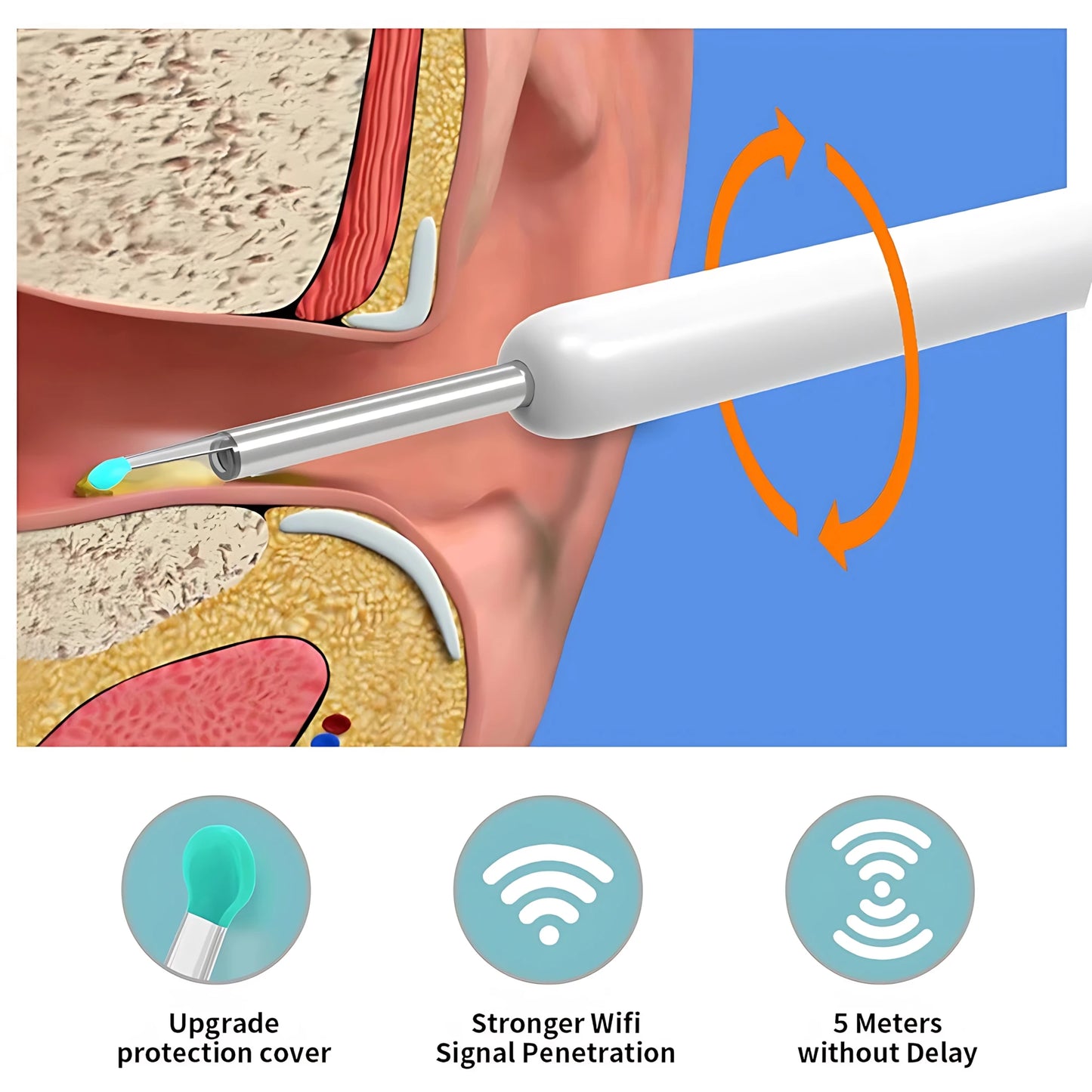 Visual Wireless Ear Pick Camera Ear Wax Removal Tool Picker Ear Cleaner Wax Removal Earwax Cleaning Endoscope Kit Spoon Earpick