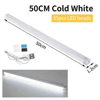 Motion Sensor Cabinet Light USB Rechargeable LED Night Light Closet  Wardrobe Lamp Kitchen Staircase Bedroom Decor 10/20/30/50cm