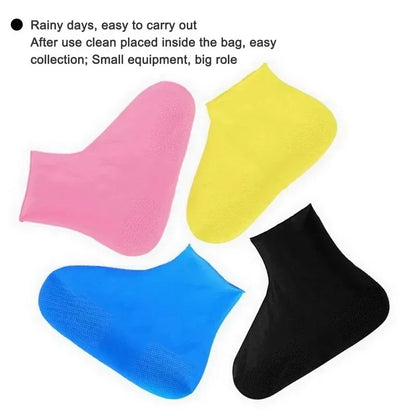 1 Pair Silicone WaterProof Shoe Covers Lip-resistant Rubber Rain Boot Rain Gear Overshoes Accessories for Outdoor Rainy Day