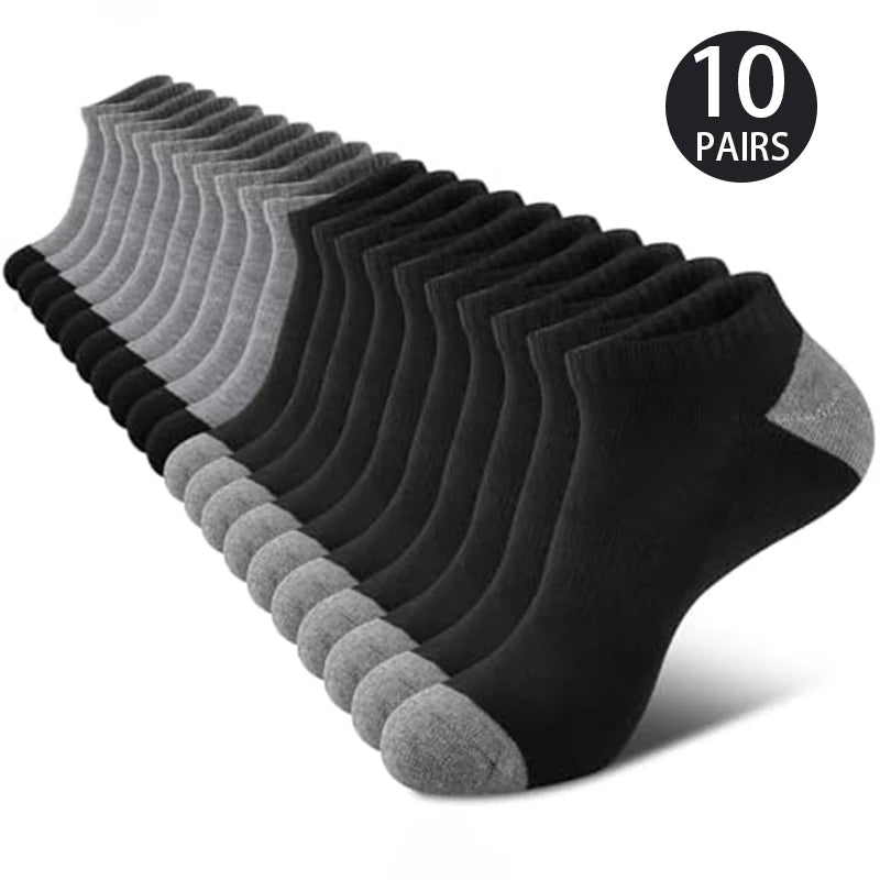 10pairs Men's Fashion Cotton Breathable Comfortable Ankle Socks, Men's Summer Socks