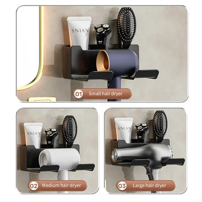 Bathroom wall rack hair dryer holder - Bathroom hair dryer holder storage box - Shower hair dryer and accessory storage rack