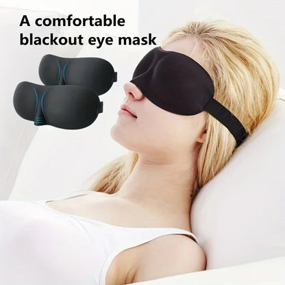 3D Soft Blackout Eye Mask for Sleeping, Comfortable Padded Eye Shade Cover, Travel Relax Aid for Men and Women