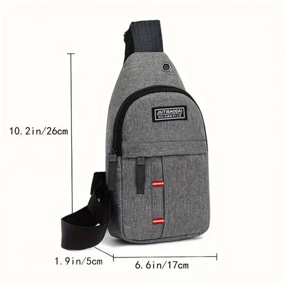 Men's Functional Chest Bag, Suitable for Business Trips and Travel, Single Shoulder Bag, Single-Layer Pocket, Nylon Material