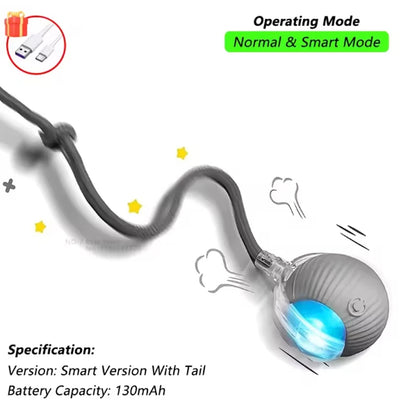 Interactive Dog Toys Rechargeable Pet Interactive Toys Electric Cats Ball Automatic Rolling Fake Tail Ball Dog Cats Toy