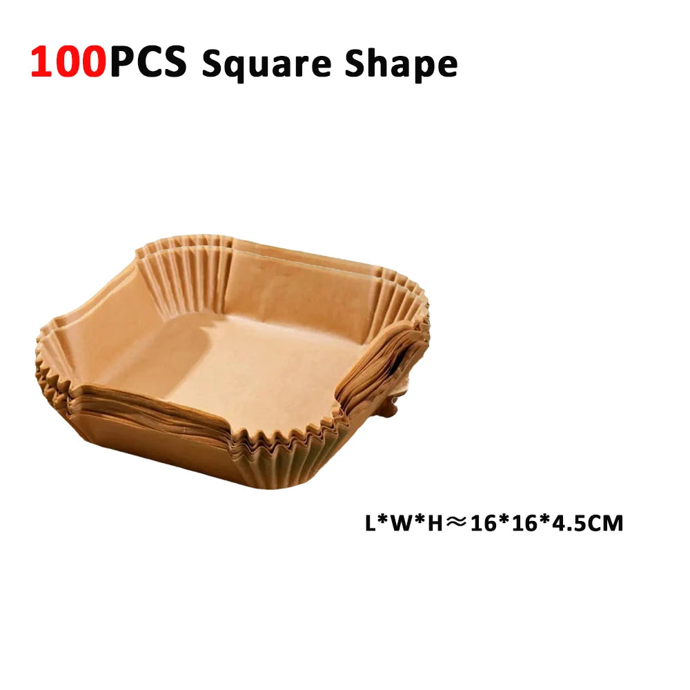 50Pcs Air Fryer Disposable Paper Non-Stick Airfryer Baking Papers Round Air-Fryer Paper Liners Paper Kitchen Accessories