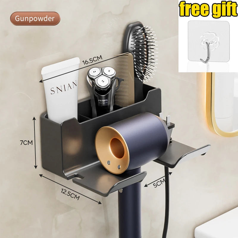 Bathroom Shelf Dryer Cradle Wall Shelves Hair Dryer Holder Shower Hairdryer Organizer Box Toilet Blower Holder Shelf Bathroom