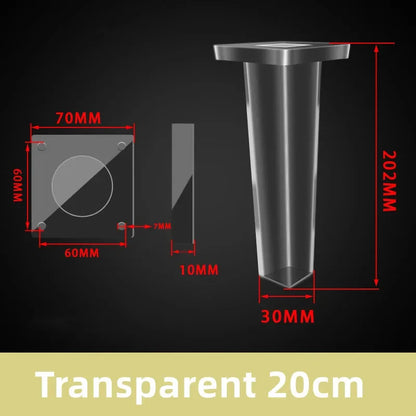 1Pcs 8-20cm Acrylic Furniture Legs Transparent Replacement Sofa Feet Hardware Accessories for Coffee Table Dresser Cabinet Feet