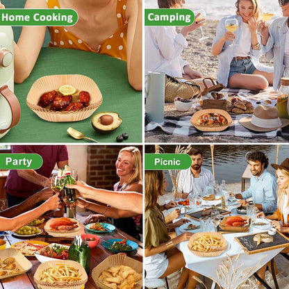 50Pcs Air Fryer Disposable Paper Non-Stick Airfryer Baking Papers Round Air-Fryer Paper Liners Paper Kitchen Accessories