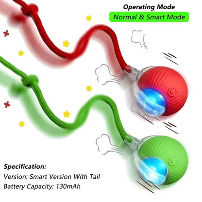 Interactive Dog Toys Rechargeable Pet Interactive Toys Electric Cats Ball Automatic Rolling Fake Tail Ball Dog Cats Toy