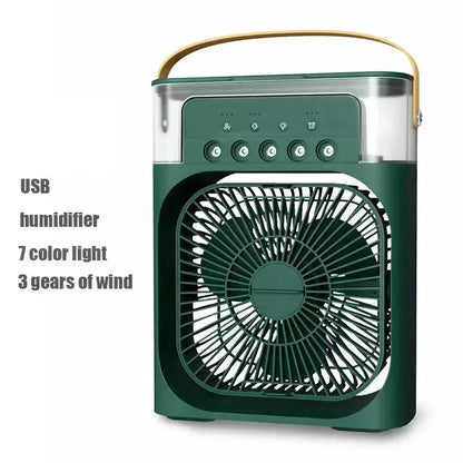 Summer Cooling Fan 3 In 1 Portable Desktop Humidifier USB Mini Air Conditioners Night Light Water Mist For Home, Office