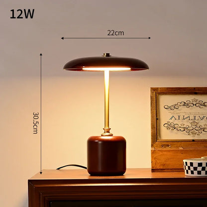 12W LED Retro Luxury Glass Timber Copper Table Lamp Designer Desktop Light for Bedside Bedroom Home Art Decor Night Light