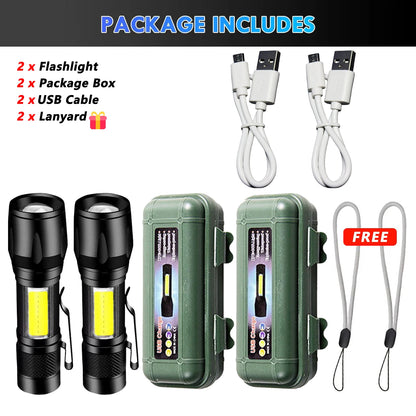 High Strong Power Led Flashlights 2000LM Tactical Torch with Display Light USB Charging Camping Fishing Emergency Zoom Lantern