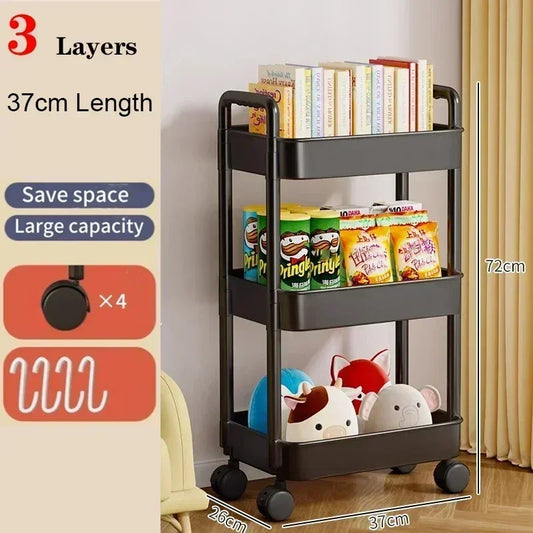 Hot Household Trolley Multi-layer Small Cart Storage Rack Baby Articles Storages Portability Simplicity Storage Cart With Wheels