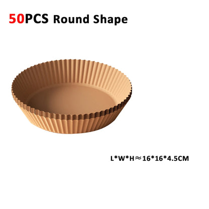 50Pcs Air Fryer Disposable Paper Non-Stick Airfryer Baking Papers Round Air-Fryer Paper Liners Paper Kitchen Accessories