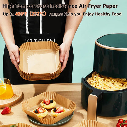 50Pcs Air Fryer Disposable Paper Non-Stick Airfryer Baking Papers Round Air-Fryer Paper Liners Paper Kitchen Accessories