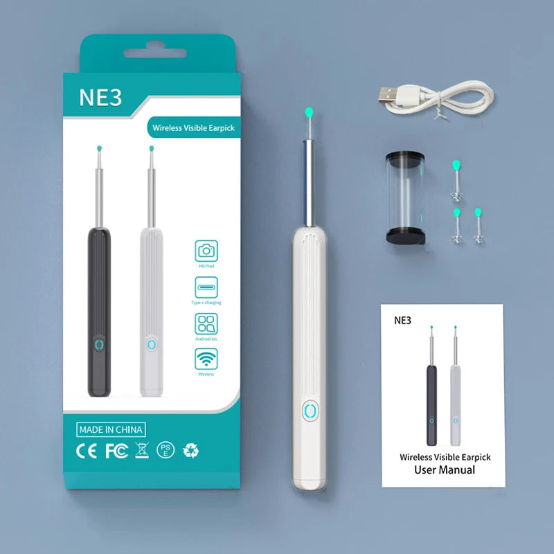 Intelligent Visual Ear Digger Children and Adults Ear Picking Stick with Light Waterproof and Washable USB Charging Convenient