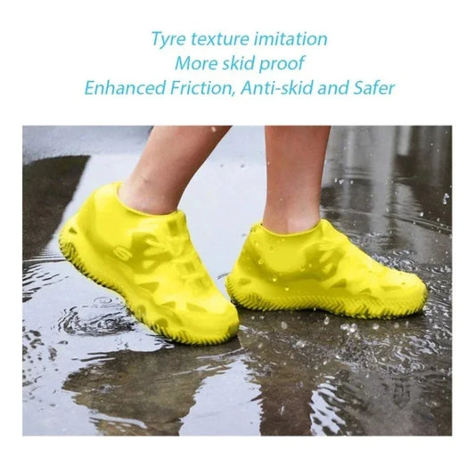 1 Pair Silicone WaterProof Shoe Covers Lip-resistant Rubber Rain Boot Rain Gear Overshoes Accessories for Outdoor Rainy Day