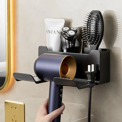 Bathroom wall rack hair dryer holder - Bathroom hair dryer holder storage box - Shower hair dryer and accessory storage rack