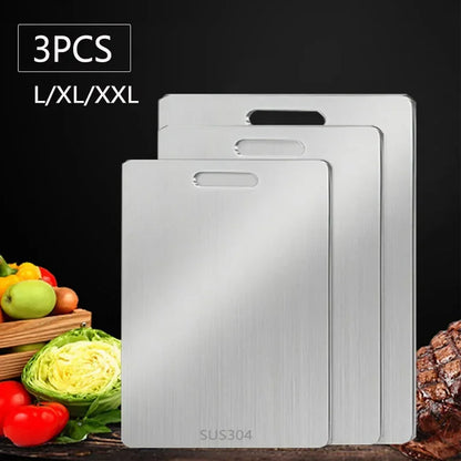 WXCOO 1PCS Stainless Steel Chopping Boards Kitchen Thickened Boards Non Stick Double Sided Fruit Meat Chopping Cutting Boards