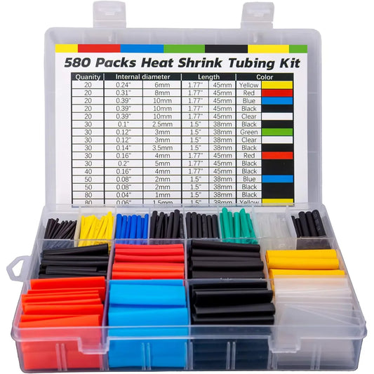 Heat Shrink Tubing Kit - 580/560Pcs EVA Material 6 Colors 11 Sizes for Electrical Insulation, Repairs & Wire Connectors