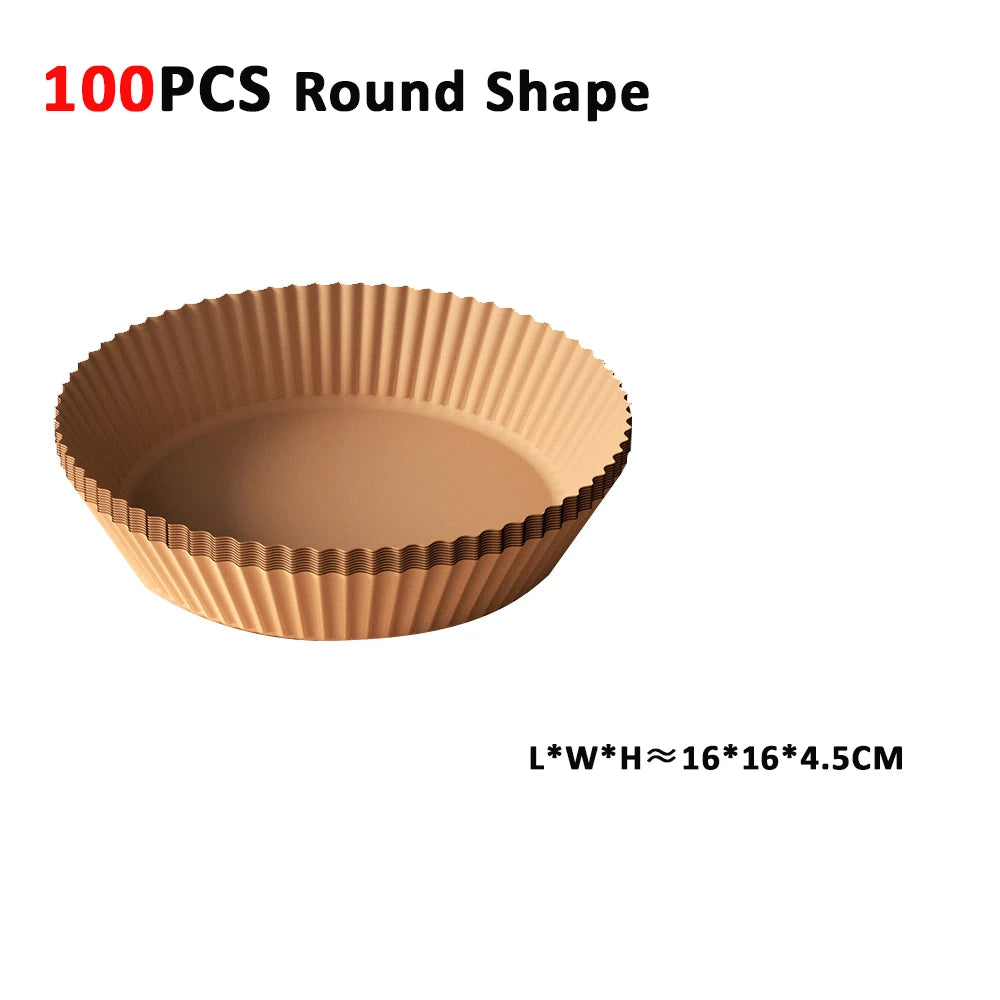 50Pcs Air Fryer Disposable Paper Non-Stick Airfryer Baking Papers Round Air-Fryer Paper Liners Paper Kitchen Accessories