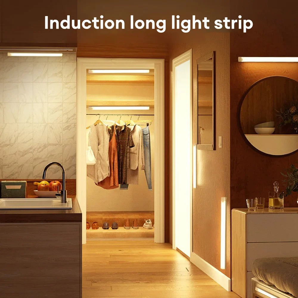 Motion Sensor Light Wireless Rechargeable LED Night Light Closet Cabinet Wardrobe Lamp Kitchen Staircase Backlight 10/20/30/50cm