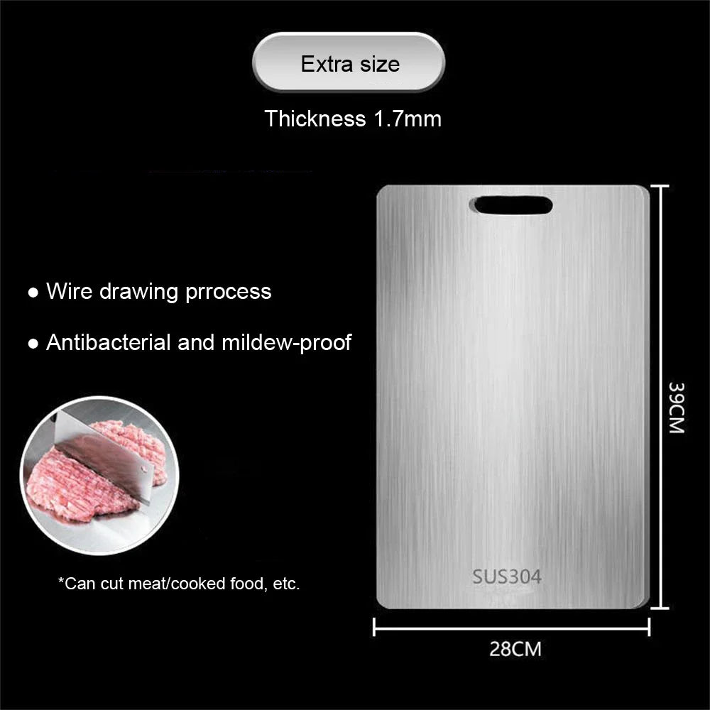 316 Stainless Steel Panel and Chopping Board Kitchen Household Thickened Double Sided Cutting Board Block Kneading Dough Boards