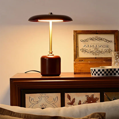 12W LED Retro Luxury Glass Timber Copper Table Lamp Designer Desktop Light for Bedside Bedroom Home Art Decor Night Light